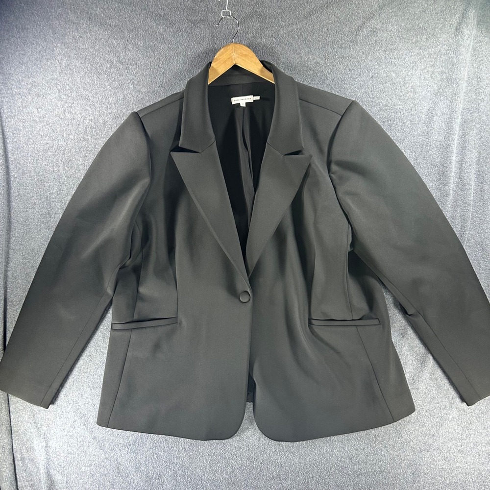 Good American Corporate Goth Zipper Sleeve Blazer Black 7 4XL Quiet Luxury Chic
